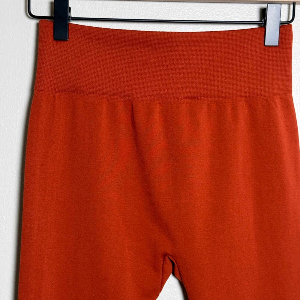 Almost Pink Rust Orange Fleece Lined Leggings High Waist Seamless One Size Gym - Picture 9 of 9